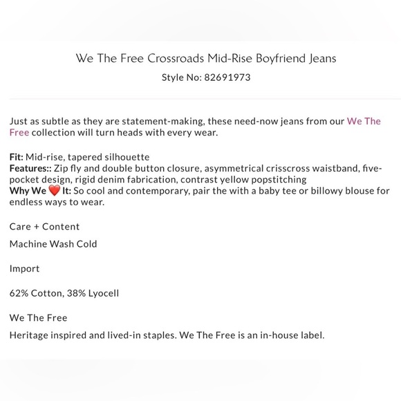 NWOT Free People We the Free 32 Crossroads Mid Rise Jeans Blue New $128 retail - Picture 6 of 7